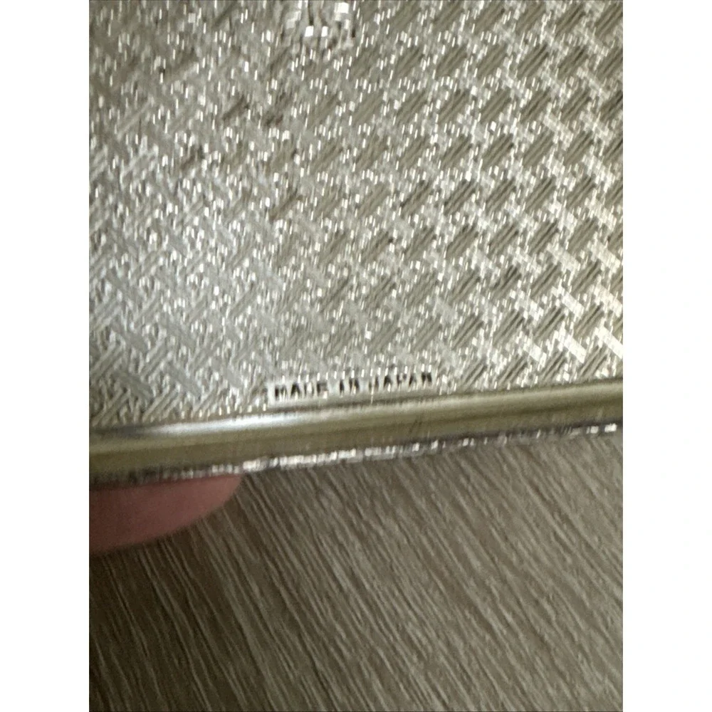 Vintage Japan Ornate Metal Trinket Box Silver Tone Floral Jewelry